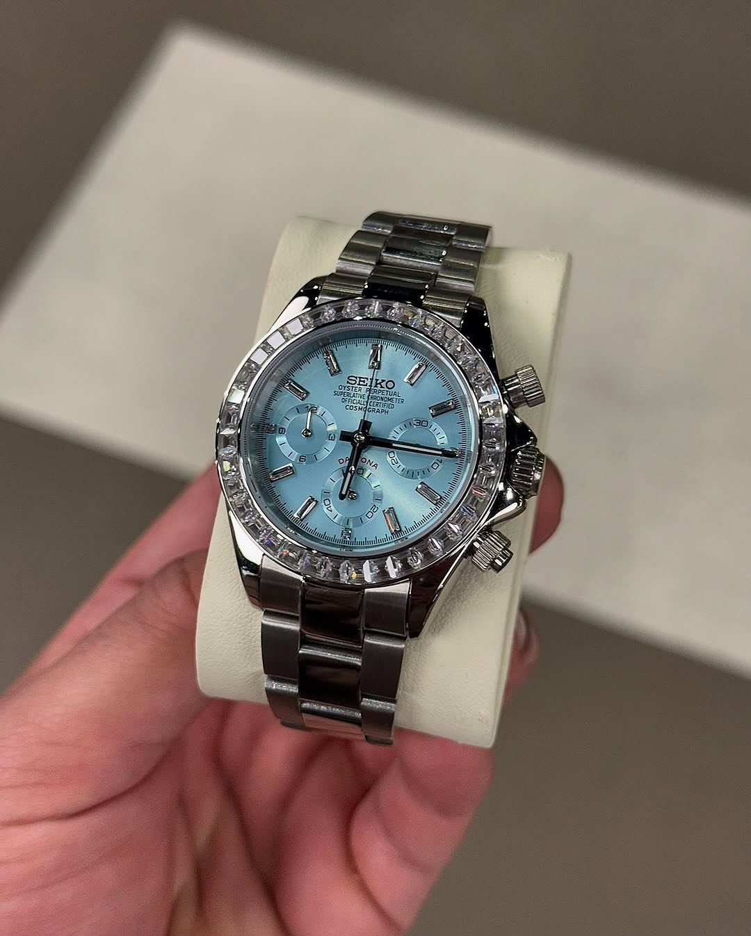SEIKOLUXE SEITONA – Glacier Blue Diamond Chrono Mod